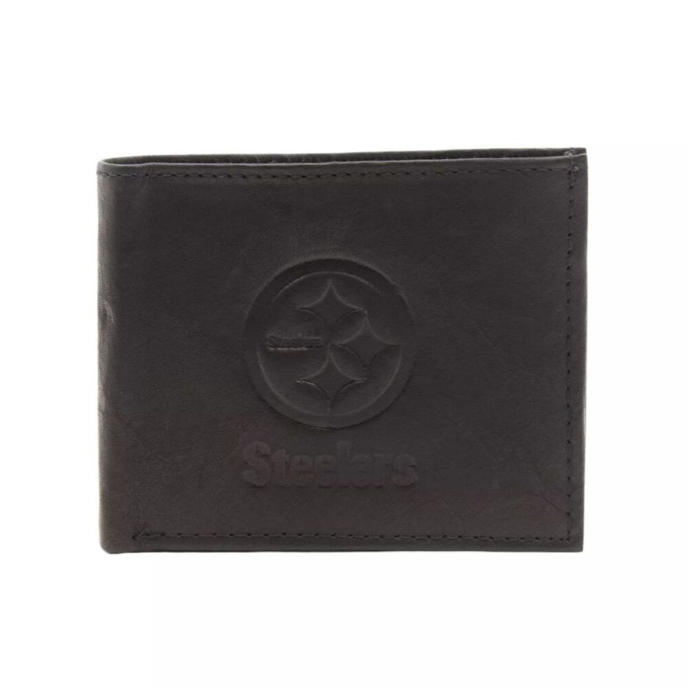 NFL Pittsburgh Steelers Genuine Laser Engraved Bill-fold Wallet in Black
